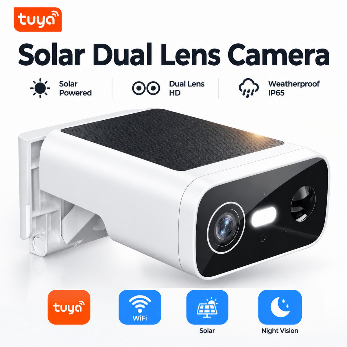 Dual Lens WiFi Surveillance Camera with Solar Power