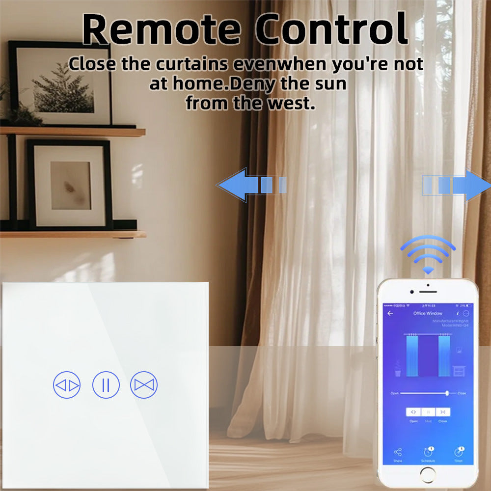 WiFi Smart Curtain Switch Tempered Glass Panel Remote Control